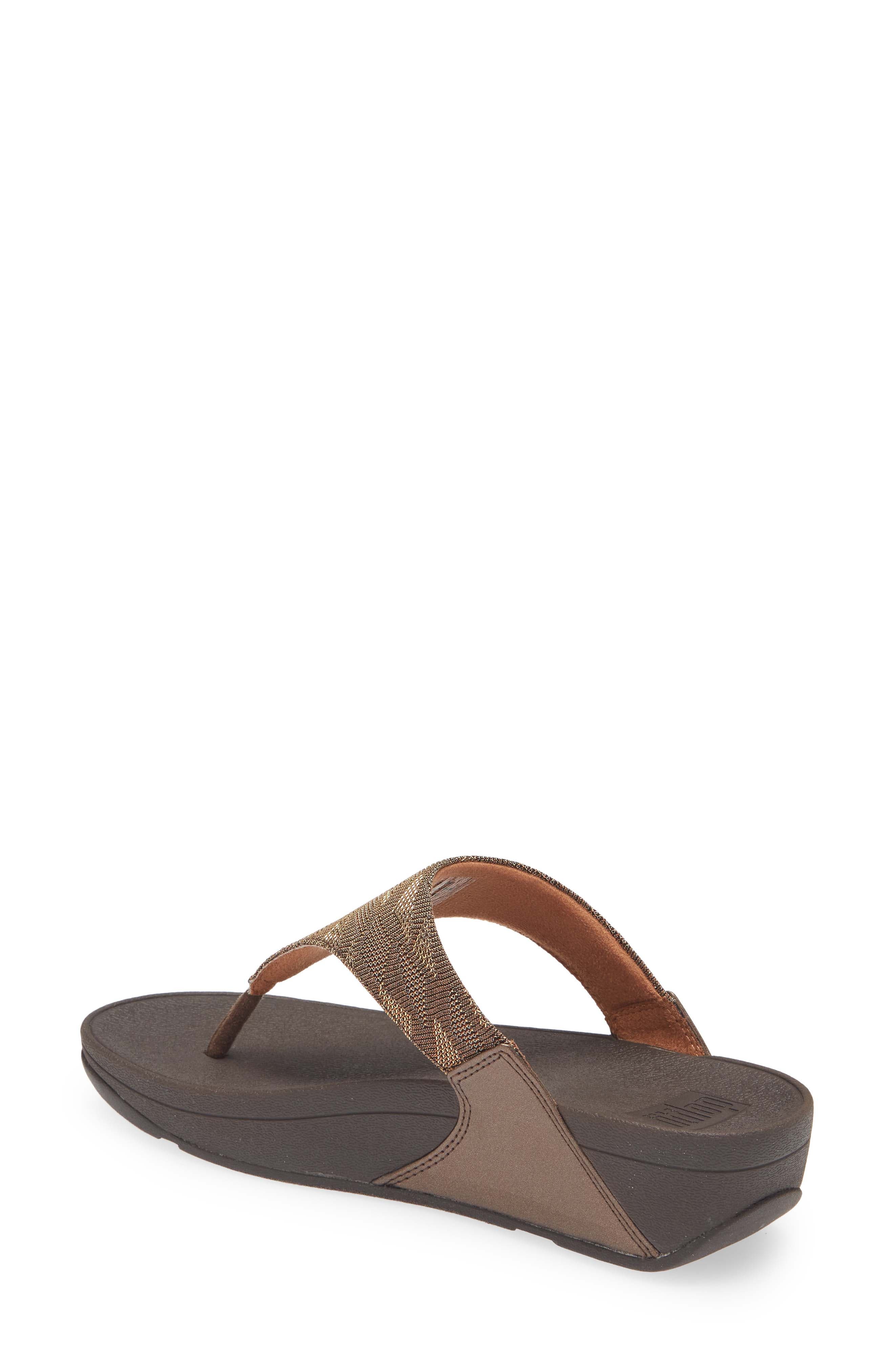 Lulu Glitz Toe Post Sandal, Alternate, color, CHOCOLATE METALLIC