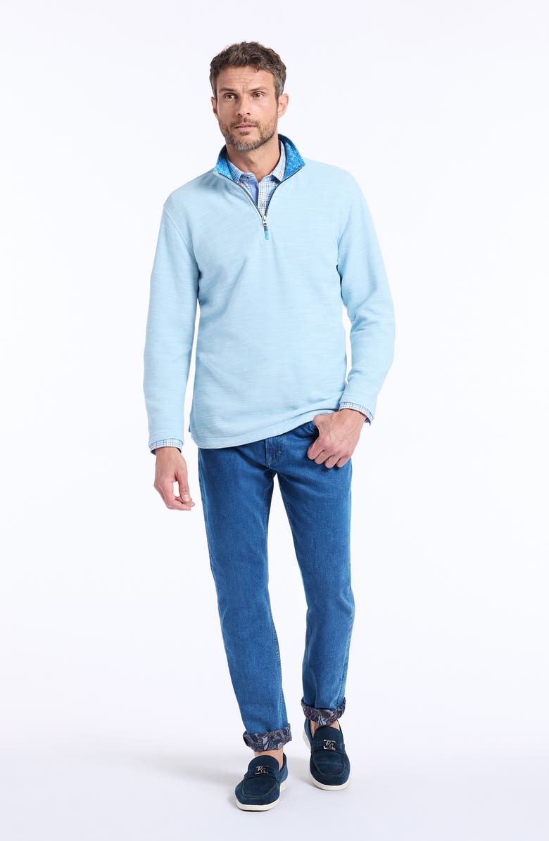 Robert Graham Ledson Quarter-Zip Knit Sweatshirt, Alternate, color, Glacier