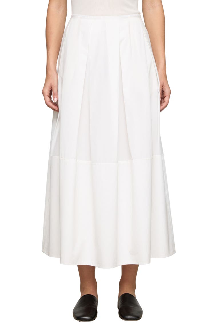 Organic Cotton Poplin A-Line Midi Skirt, Main, color, WHITE