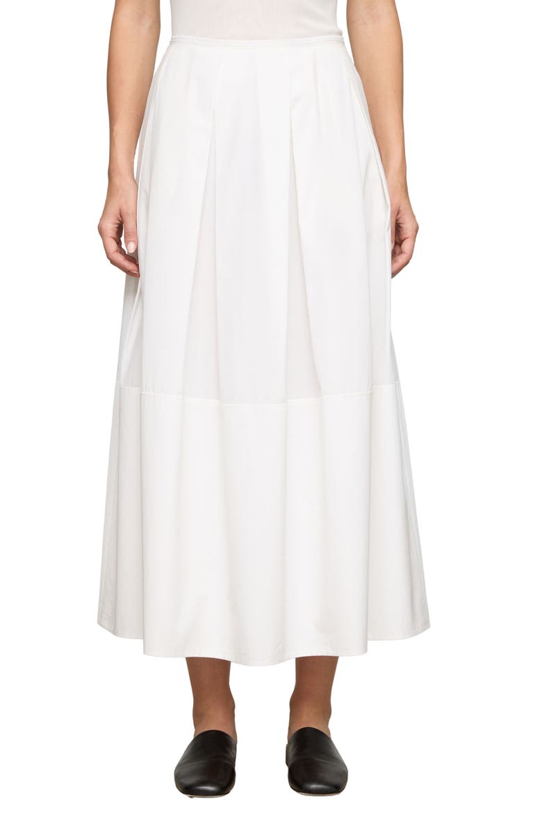 Lafayette 148 New York Organic Cotton Poplin A-Line Midi Skirt, Main, color, White
