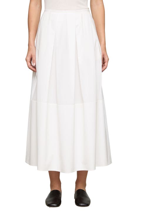 Organic Cotton Poplin A-Line Midi Skirt