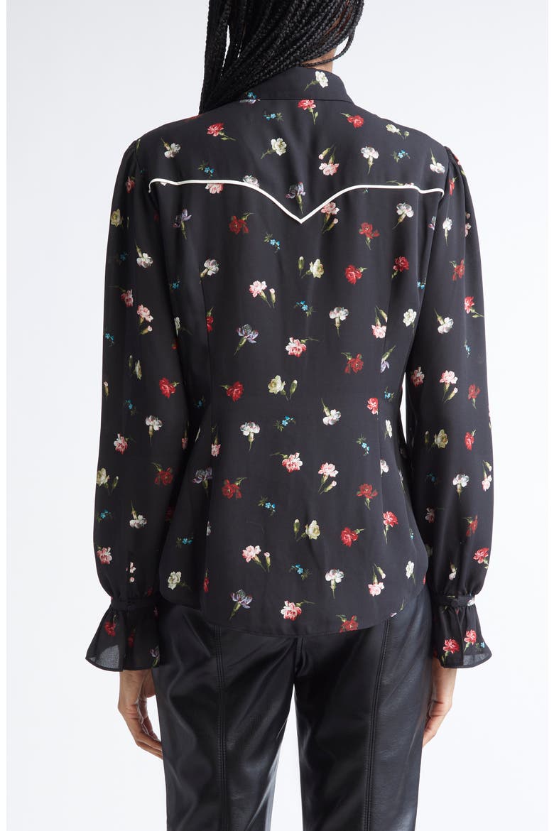 Kelela Print Tie Neck Shirt, Alternate, color, BLACK MULTI