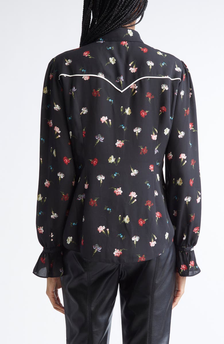 Cinq à Sept Kelela Print Tie Neck Shirt, Alternate, color, Black Multi