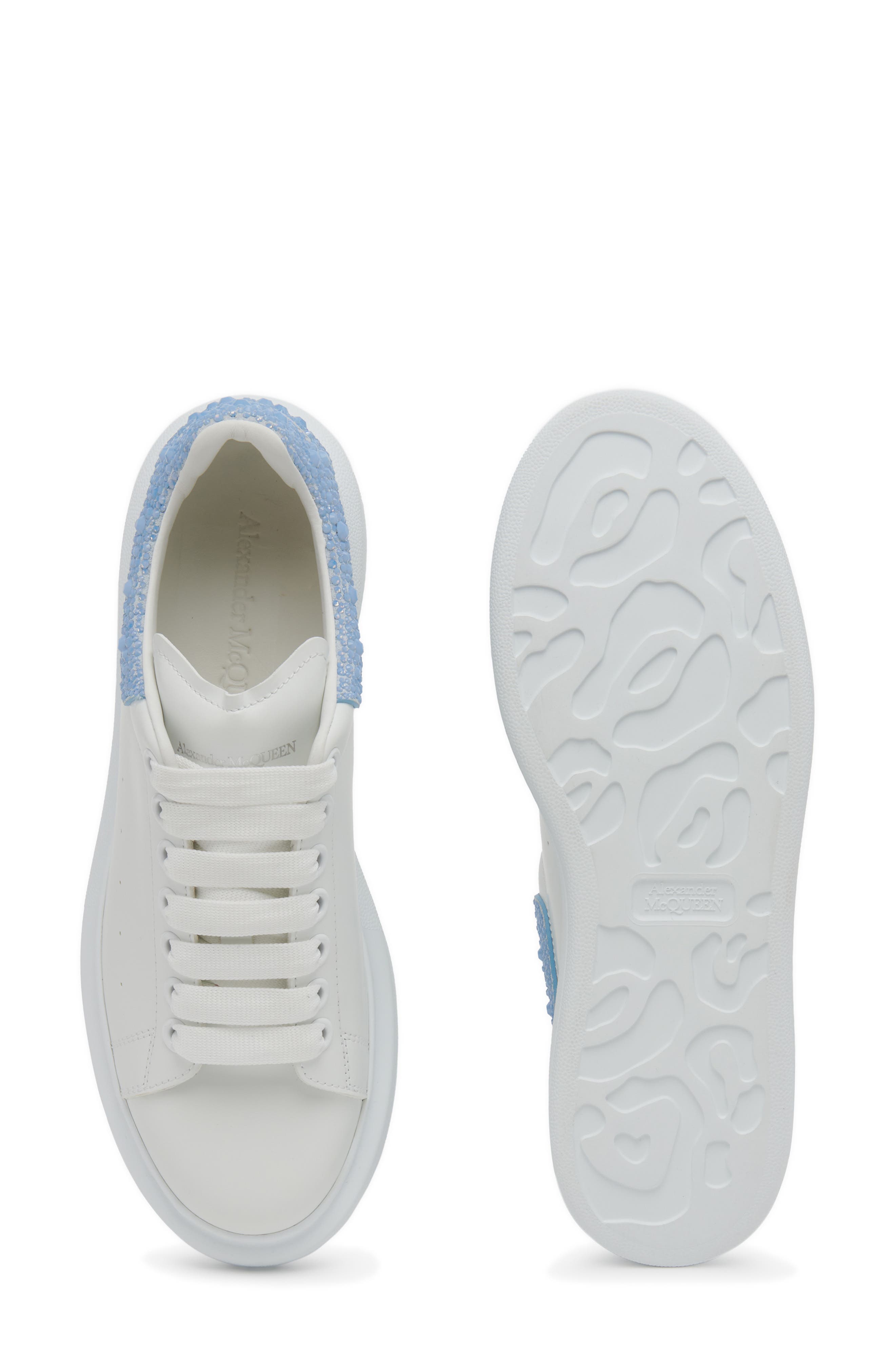 Oversized Crystal Embellished Sneaker, Alternate, color, WHITE/ POWDER BLUE
