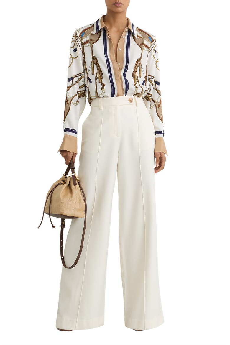 Ellis Tassel Print Button-Up Shirt, Alternate, color, IVORY/ BROWN