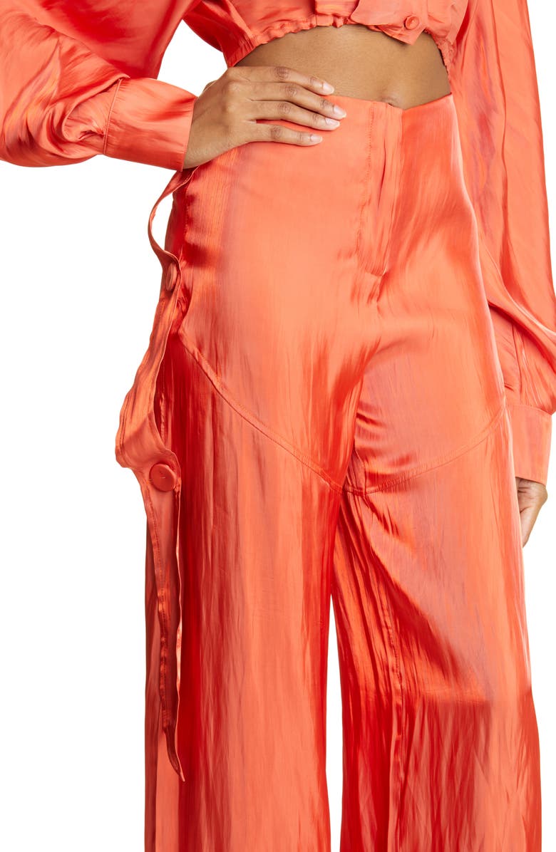 Cult Gaia Sinead Crushed Satin Wide Leg Pants, Alternate, color, 