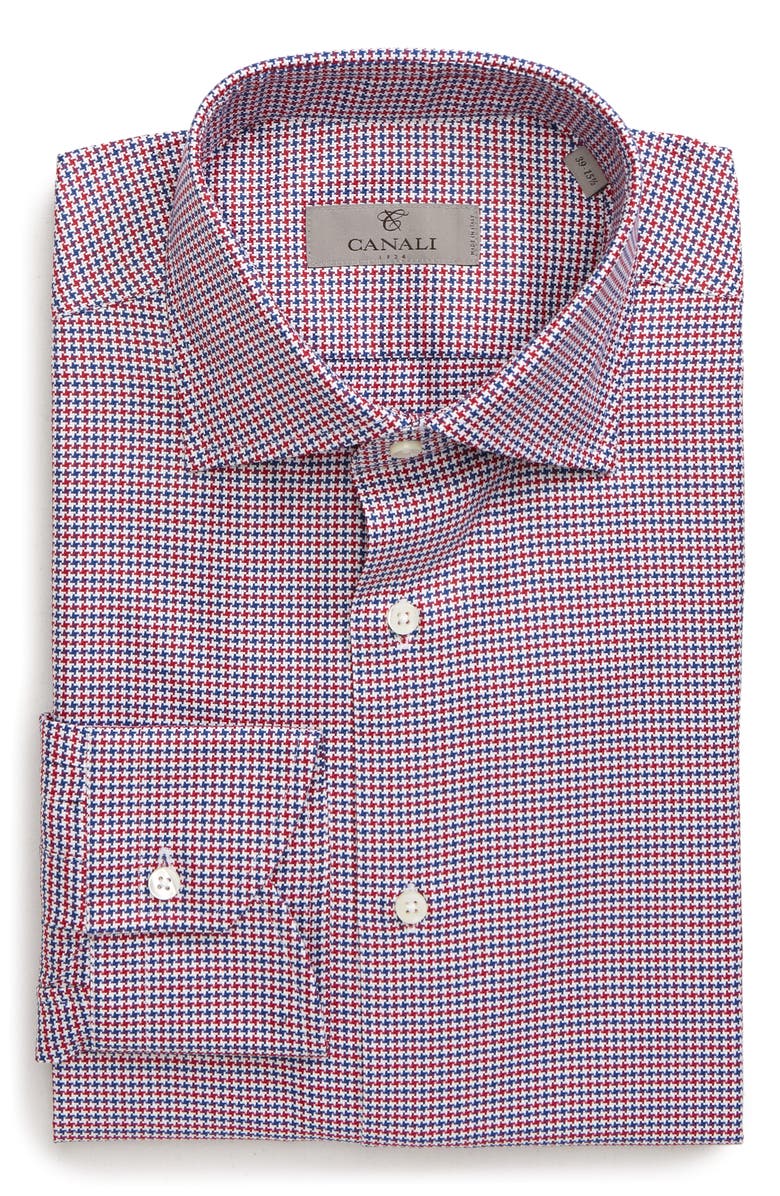 Canali Regular Fit Houndstooth Dress Shirt, Alternate, color,