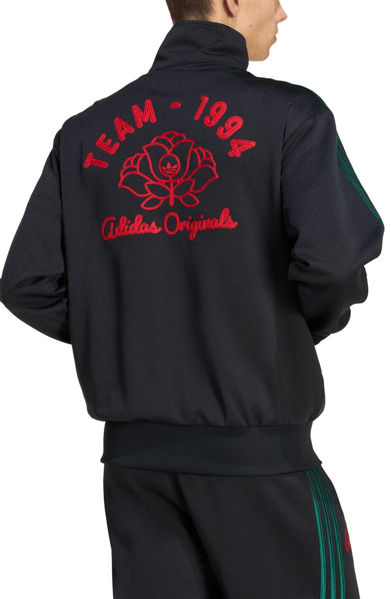 adidas Firebird Roses Track Jacket, Alternate, color, Black/ Collegiate Green/