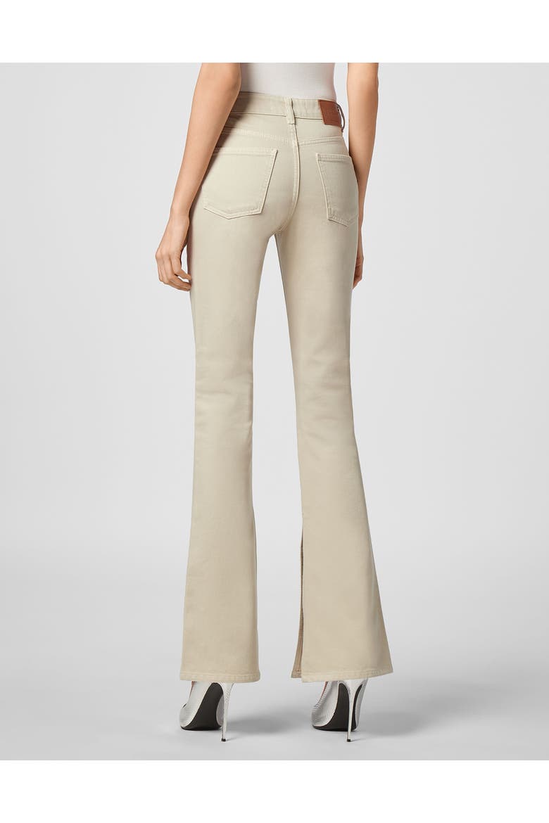 Jeans Flare Fit Iconic Plein Women, Alternate, color, BeigeTwist