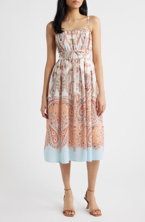 Print Sleeveless Midi Dress