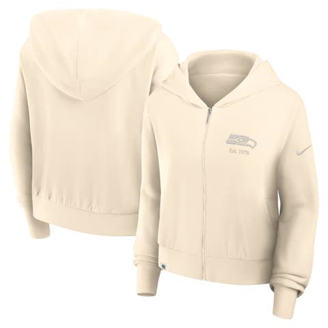 Women's Nike Cream Seattle Seahawks Glory Cropped Full-Zip Hoodie