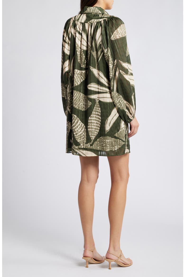 Elisa Print Long Sleeve Shirtdress, Alternate, color, OLIVE/ SAGE