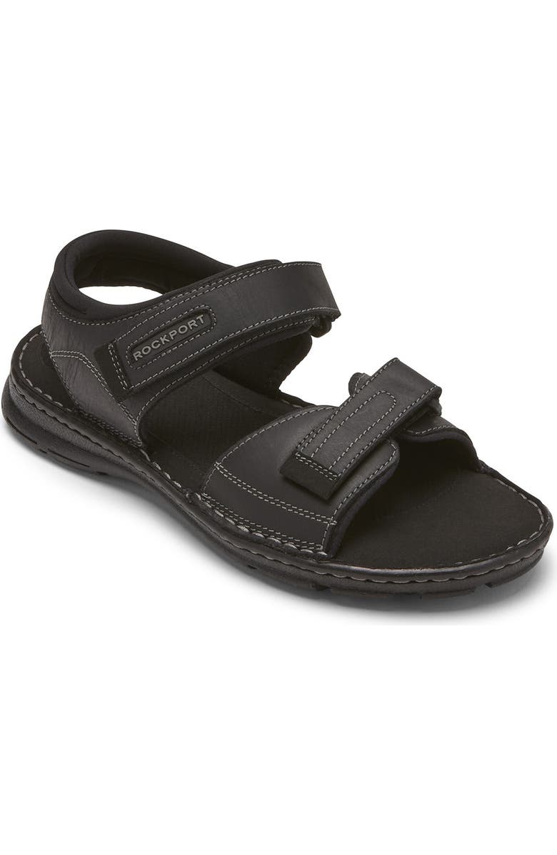 Rockport Darwyn Qtr Strap Sandal, Alternate, color, Black Lea Ii