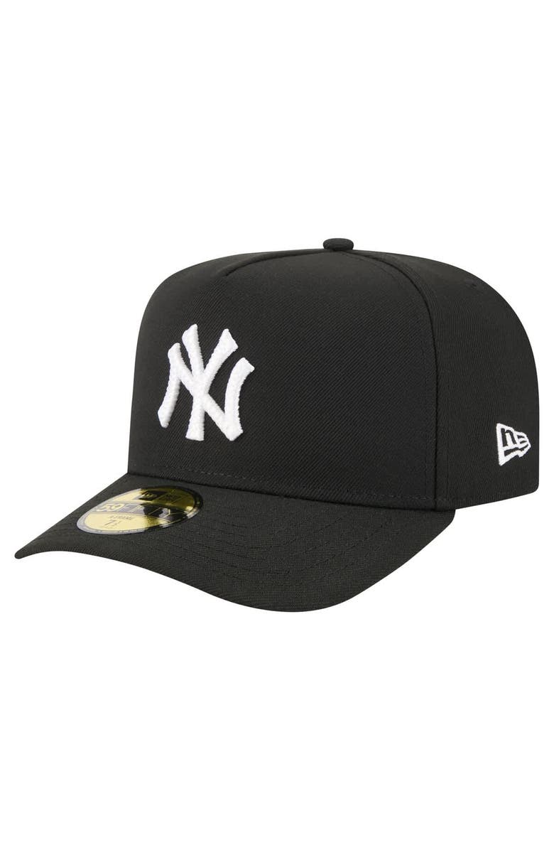 New Era Men's New Era Black New York Yankees Script Safety Pin 59FIFTY A-Frame Fitted Hat, Alternate, color, 