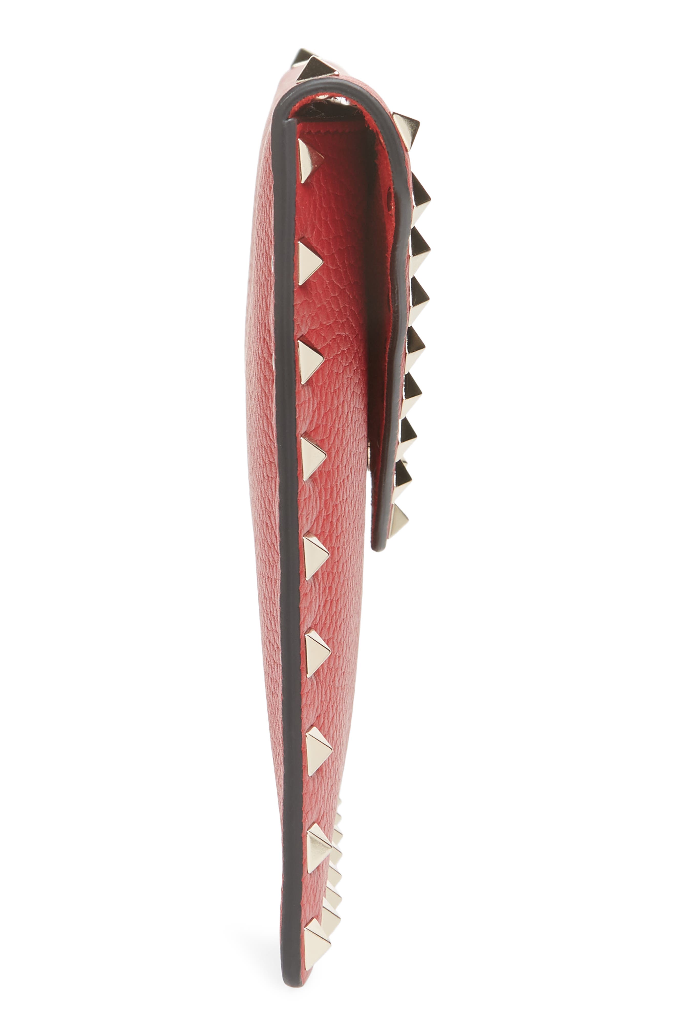 Medium Rockstud Leather Envelope Pouch, Alternate, color, ROSSO V