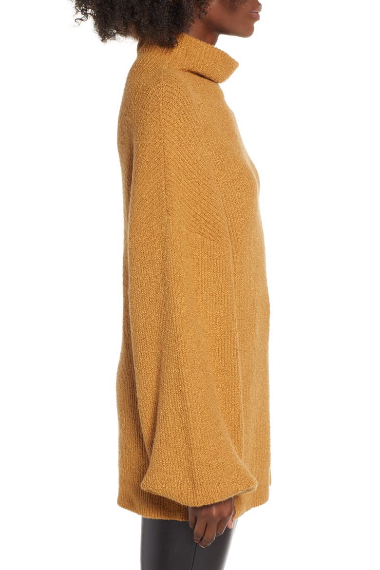 Knit Funnel Neck Tunic, Alternate, color, BROWN CATTAIL