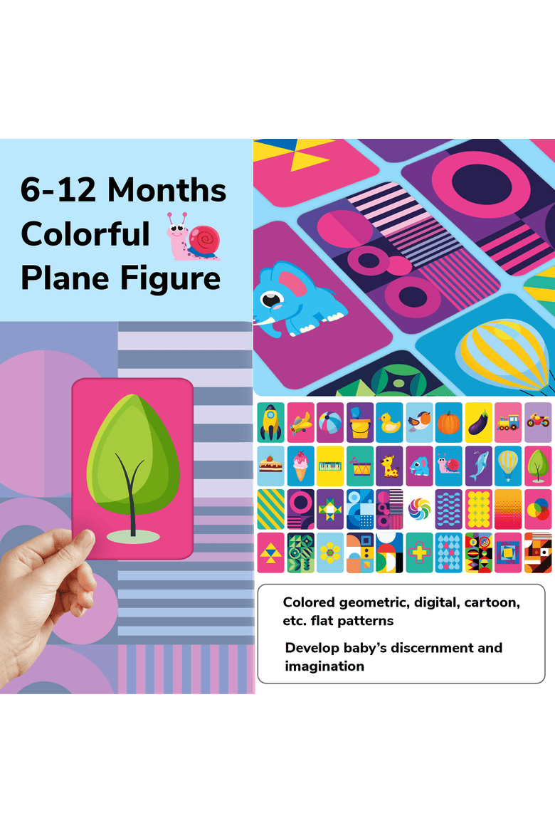 Educational Kids Flash Cards - High Contrast & Vocabulary, Alternate, color, SET 2
