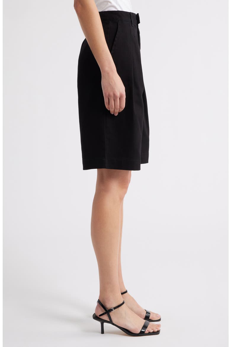 Ivana Pleated Front Cotton Shorts, Alternate, color, BLACK