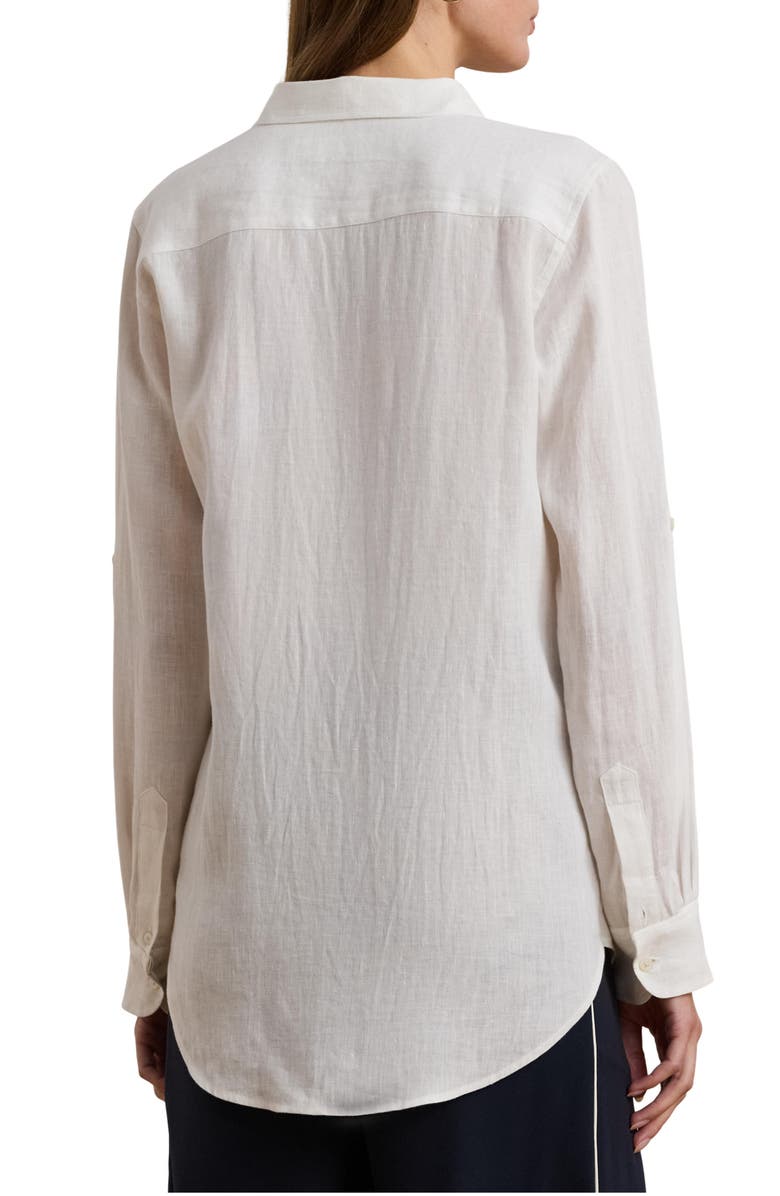 Lauren Ralph Lauren Relaxed Fit Linen Button-Up Shirt, Alternate, color, White
