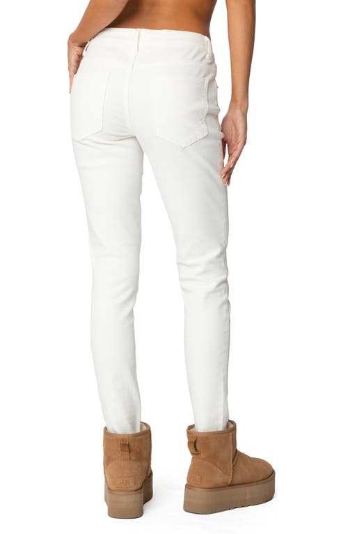 Shop Edikted Berta Low Rise Skinny Jeans In White