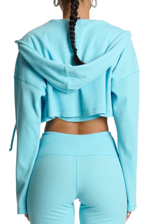 Naked Wardrobe Thermal Oversize Crop Hoodie In Baby Blue
