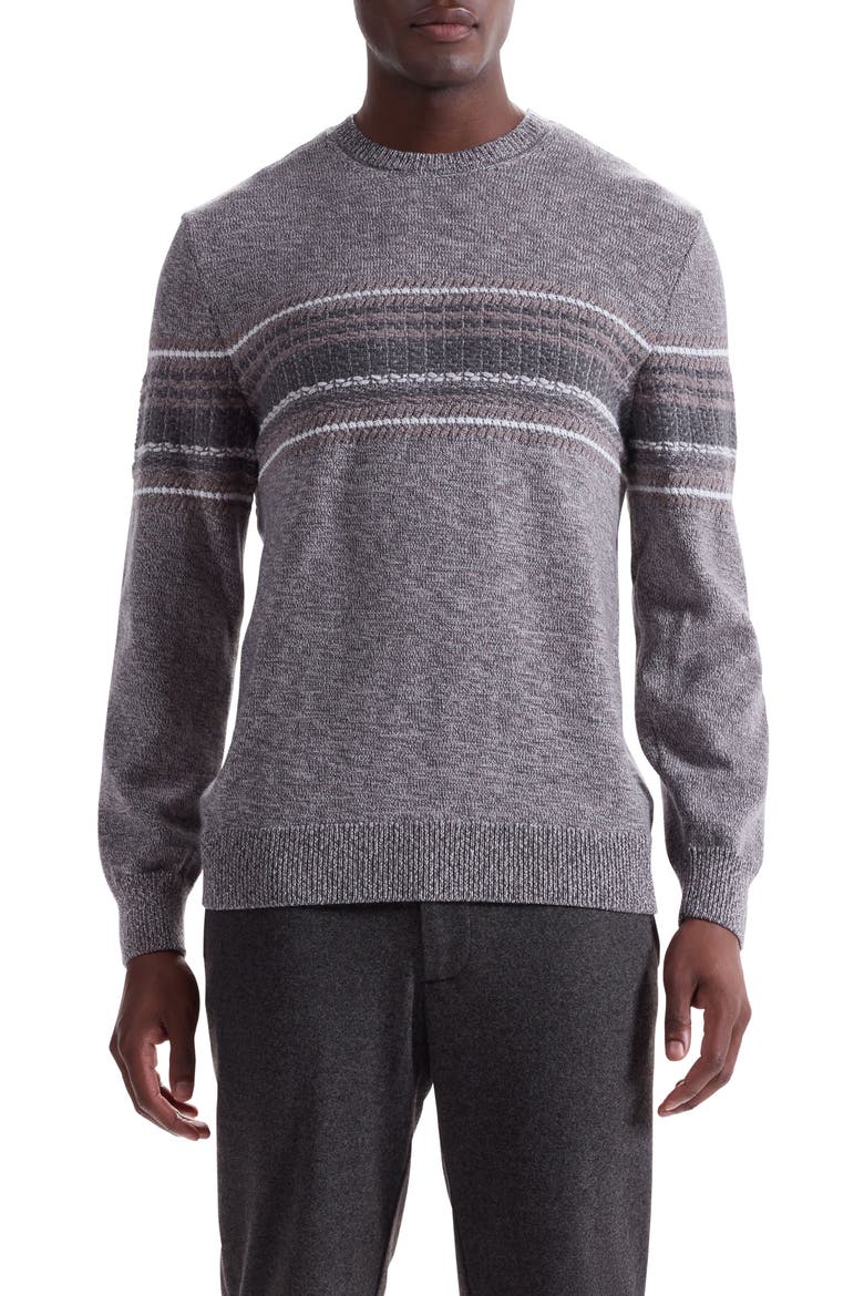 Chest Stripe Merino Wool Sweater, Main, color, WALNUT