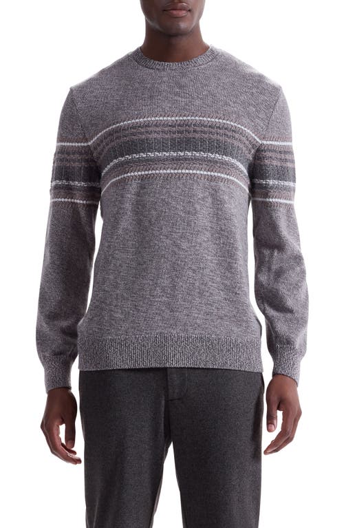 Bugatchi Chest Stripe Merino Wool Sweater In Brown