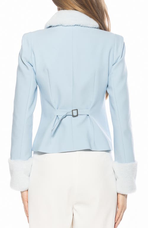 Alexia Admor Fran Faux Fur Trim Twill Jacket In Blue