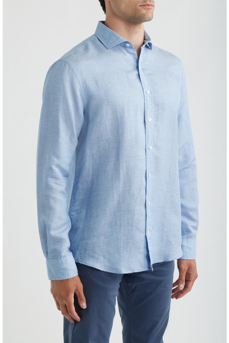 McCarthy Solid Linen Blend Button-Up Shirt, Alternate, color, MALIBLU