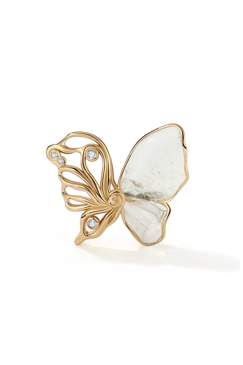 Butterfly Serenade Earrings, Alternate, color, Gold & White