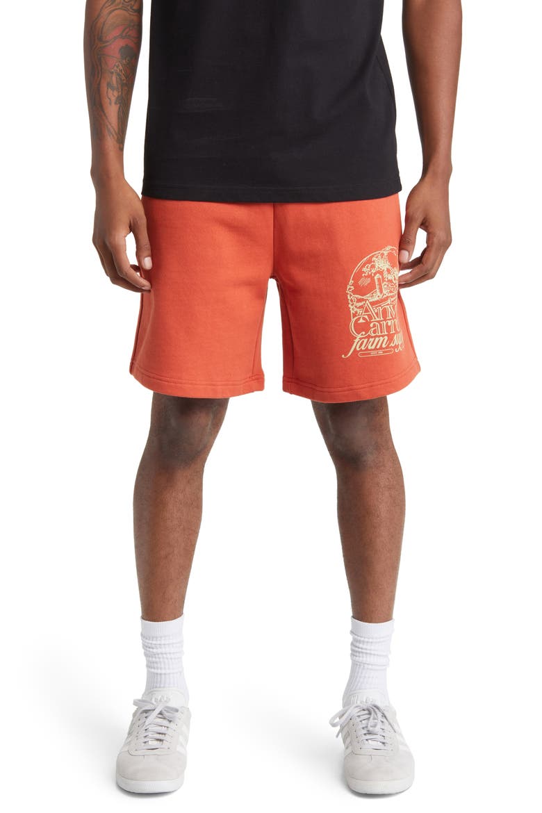 Farm Supply Cotton Graphic Sweat Shorts, Main, color, ORANGE