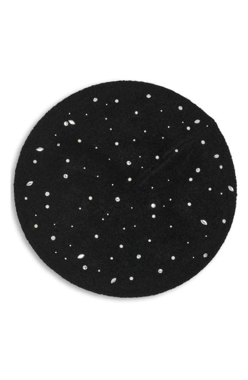 Karl Lagerfeld Paris Scattered Crystal Beret In Black