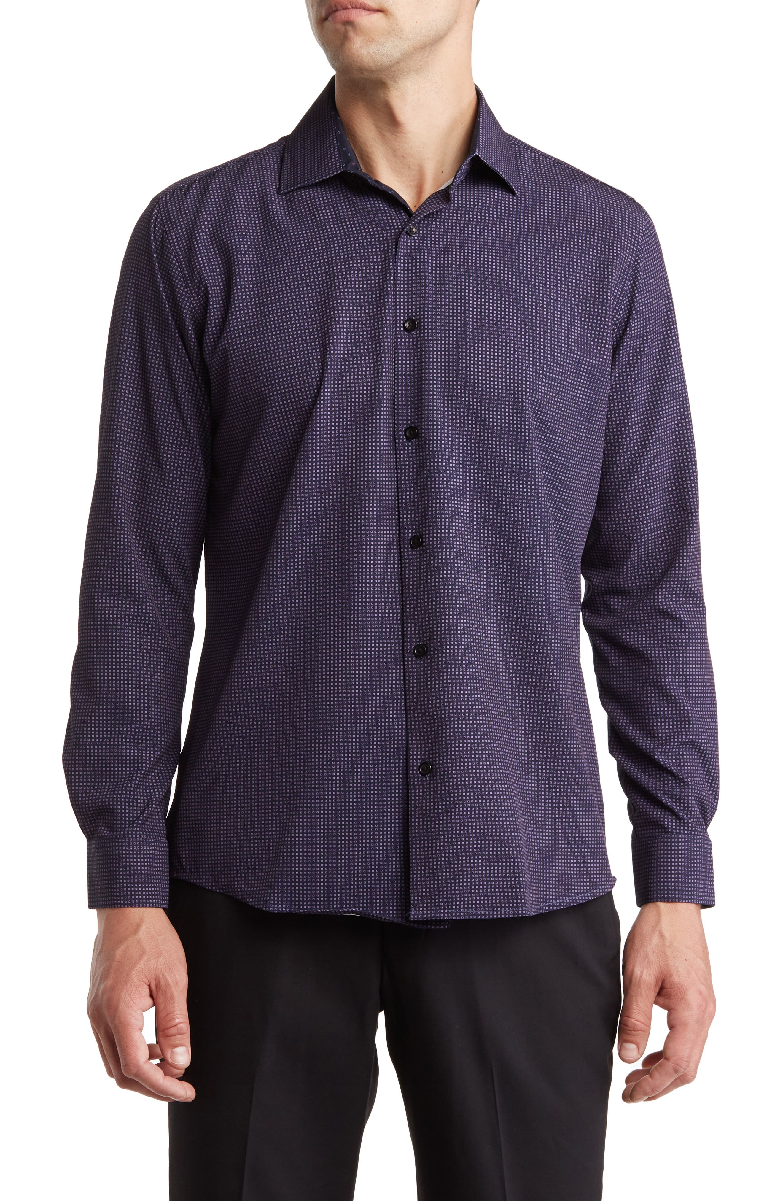 TOM BAINE Regular Fit Performance Stretch Long Sleeve Button Front Shirt