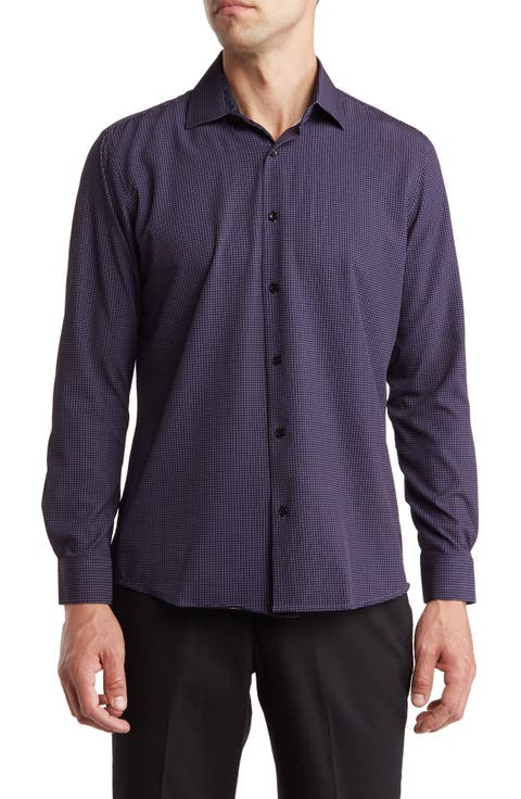 Regular Fit Performance Stretch Long Sleeve Button Front Shirt