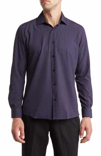 TOM BAINE Regular Fit Performance Stretch Long Sleeve Button Front Shirt
