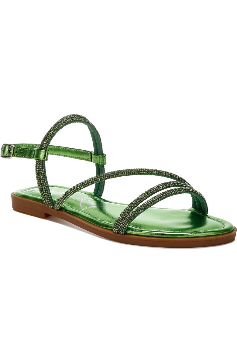 LONDON RAG Bawley Crystal Embellished Flat, Main, color, Green