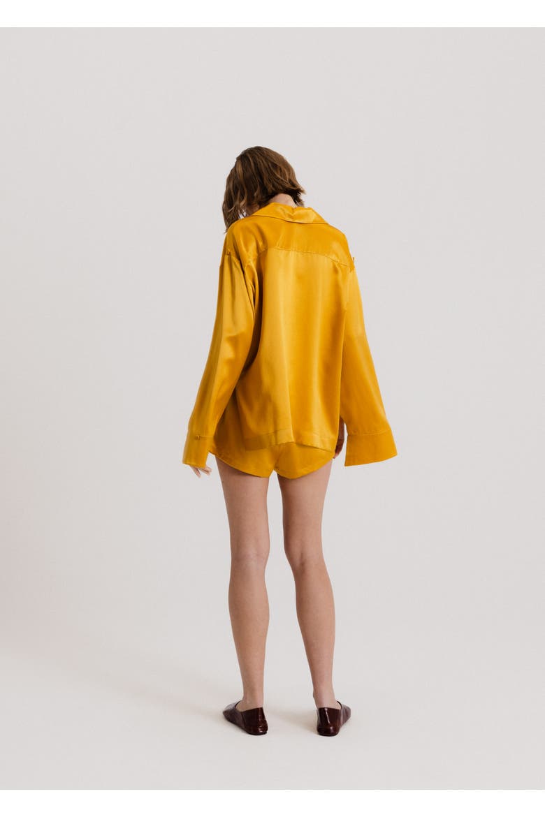 Silk Mini Shorts, Alternate, color, Gold