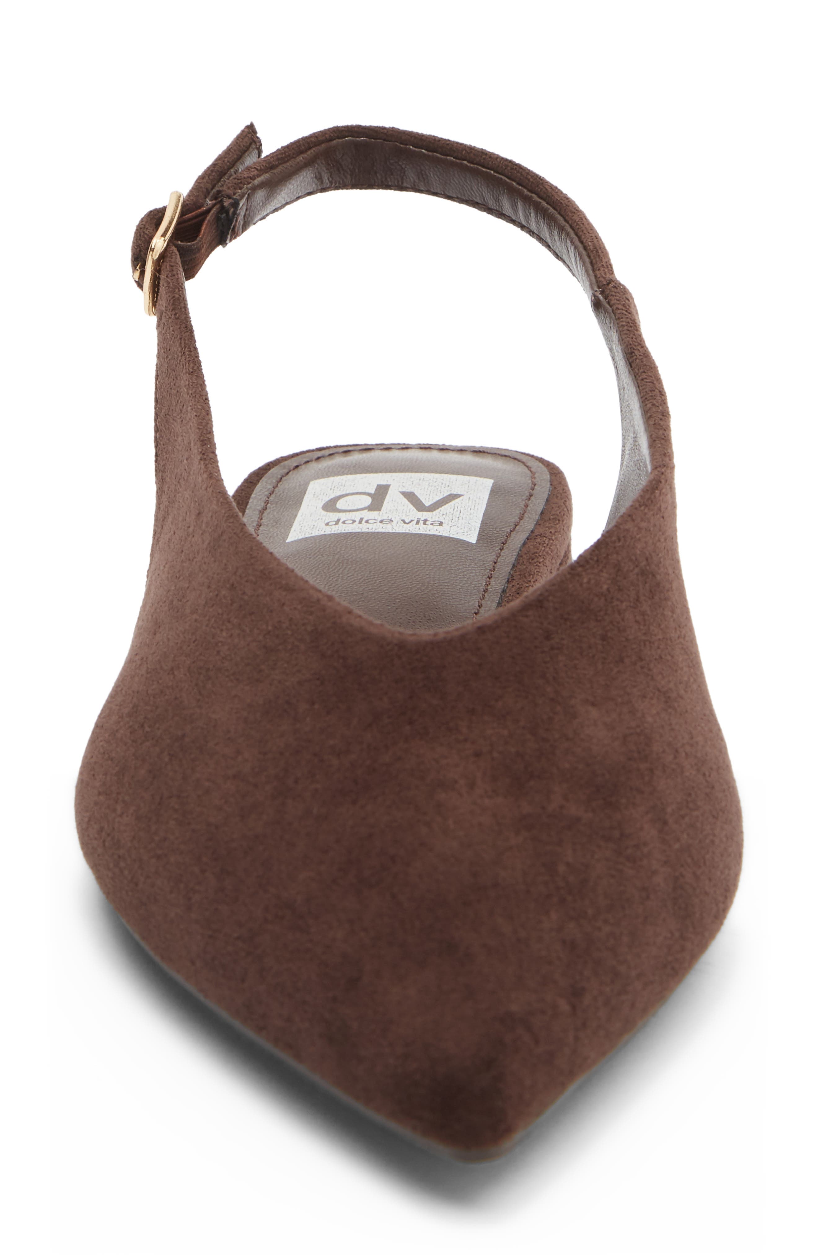 Empress Pointed Toe Slingback Flat, Alternate, color, BROWN FAUX SUEDE