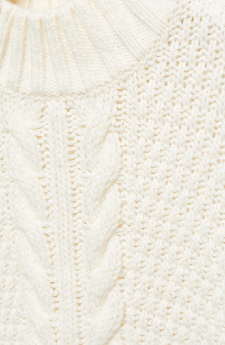 MANGO Puff Shoulder Cable Mock Neck Sweater, Alternate, color, 