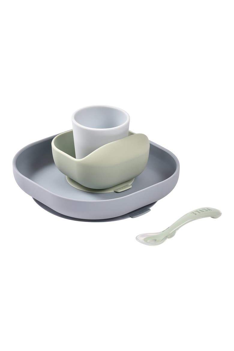 4-Piece Silicone Suction Baby Feeding Set, Main, color, PEBBLE