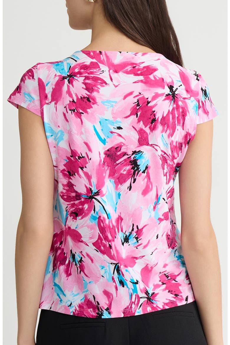 Floral Cowl Neck Cap Sleeve Top, Alternate, color, LILY WHITE MULTI
