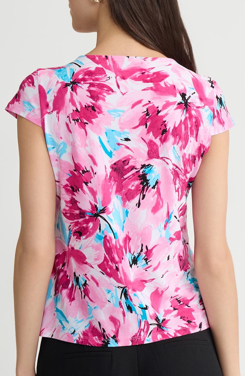 KASPER Floral Cowl Neck Cap Sleeve Top, Alternate, color, 