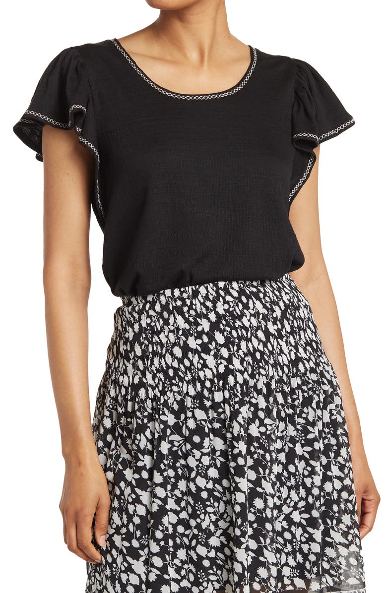 MAX STUDIO Flutter Sleeve Jersey Top, Main, color, 
