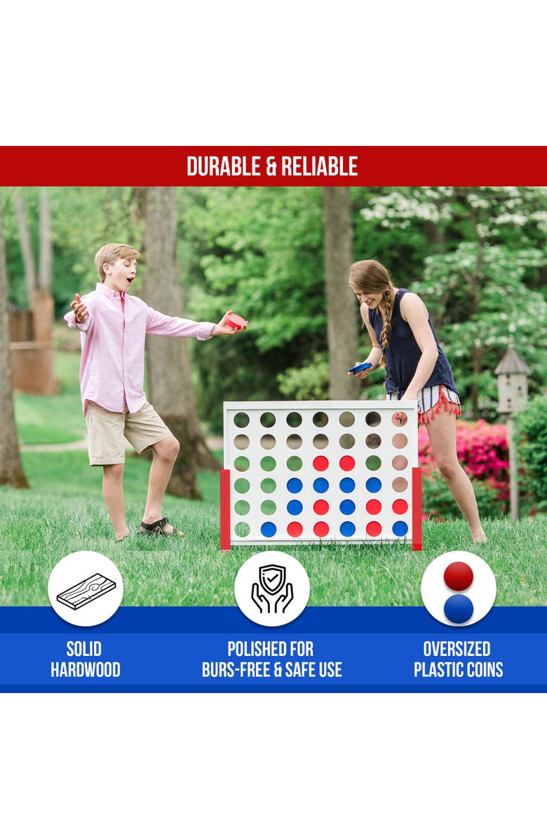 Bolaball Giant 4Inarow White 32X24", Outdoor Wooden Game, Kids & Adults, Alternate, color, Multicolored