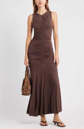 Open Edit Ruched Sleeveless Maxi Dress