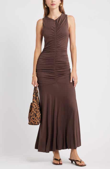 Open Edit Ruched Sleeveless Maxi Dress