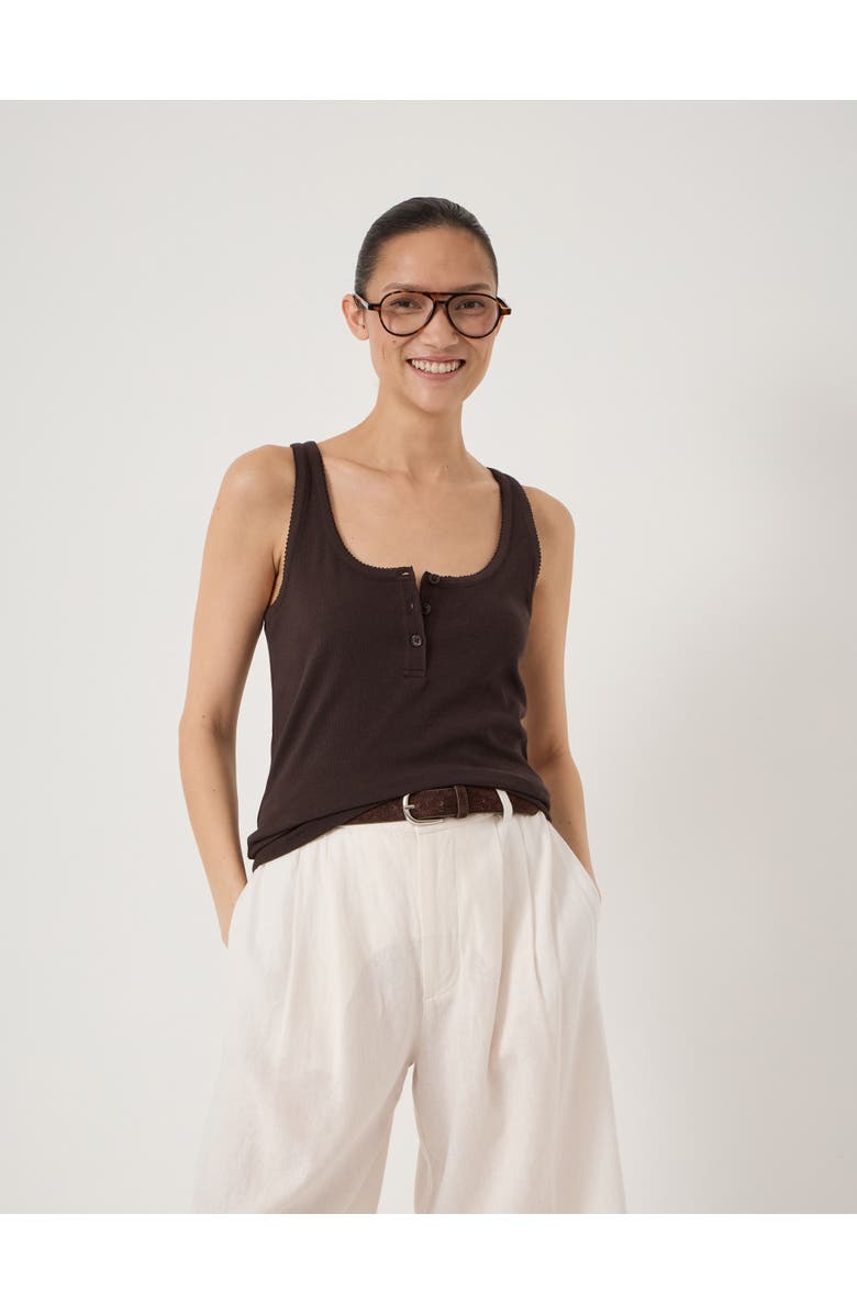 Hush Yara Button Detail Vest, Main, color, Dark Brown