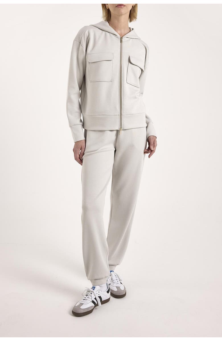 Brodie Pure Cashmere Patch Pocket Jersey Full Zip Hoodie, Alternate, color, Antarctcia