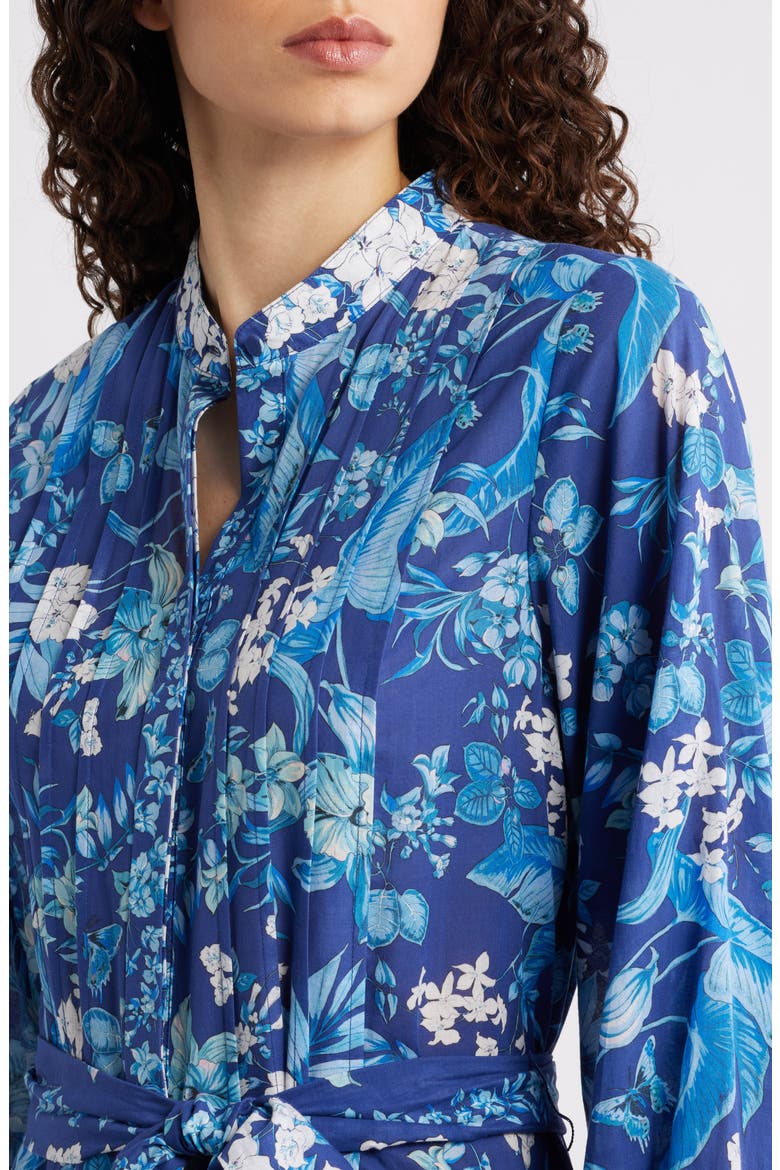 Zariah Print Long Sleeve Shirtdress, Alternate, color, INDIGO MULTI