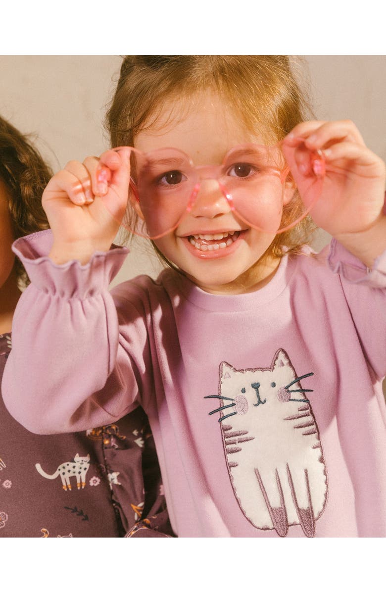 Deux par Deux Girl's Super Soft Dress With Print Skirt Lilac Mini Flowers, Alternate, color, 